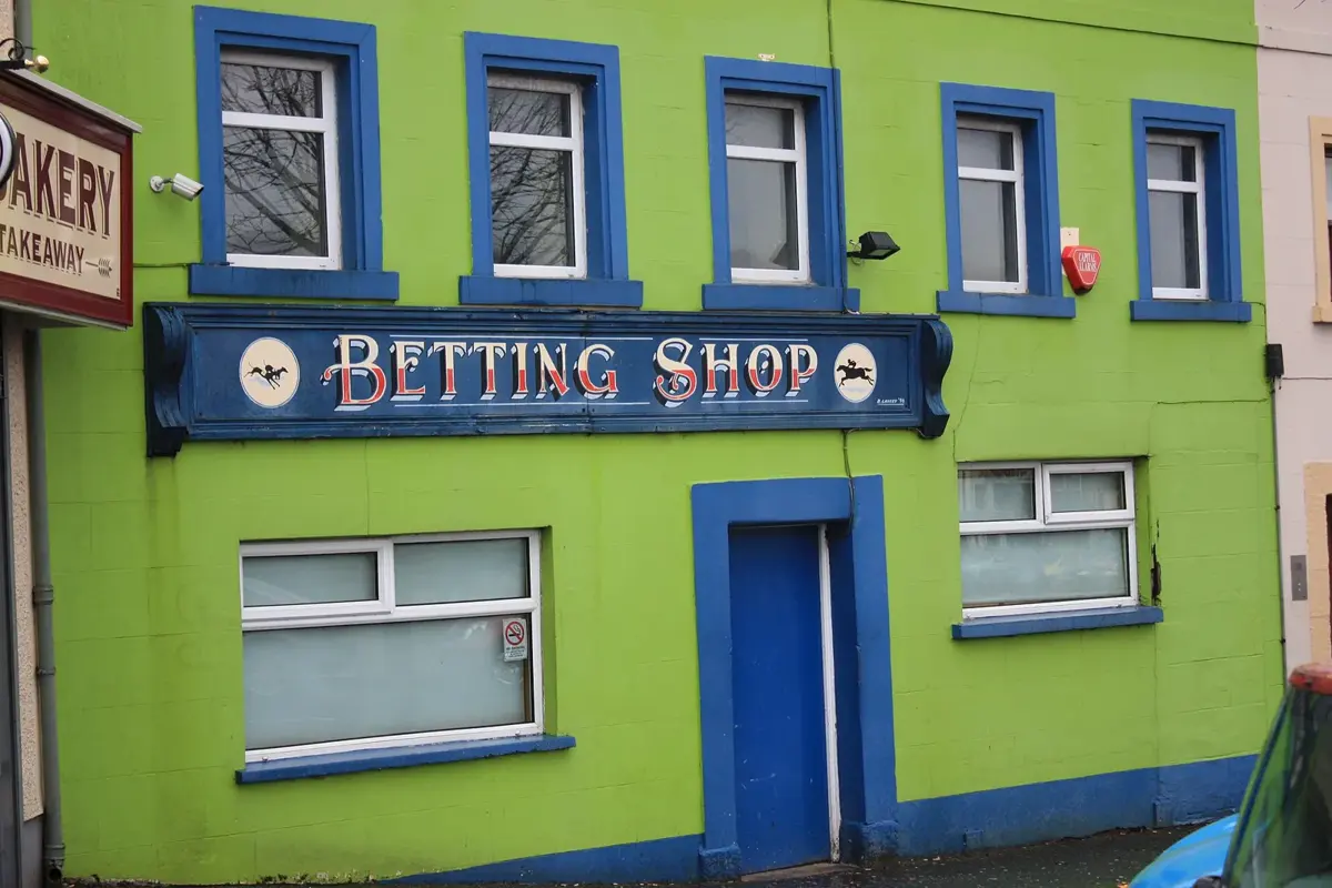 A small betting shop storefront in Northern Ireland