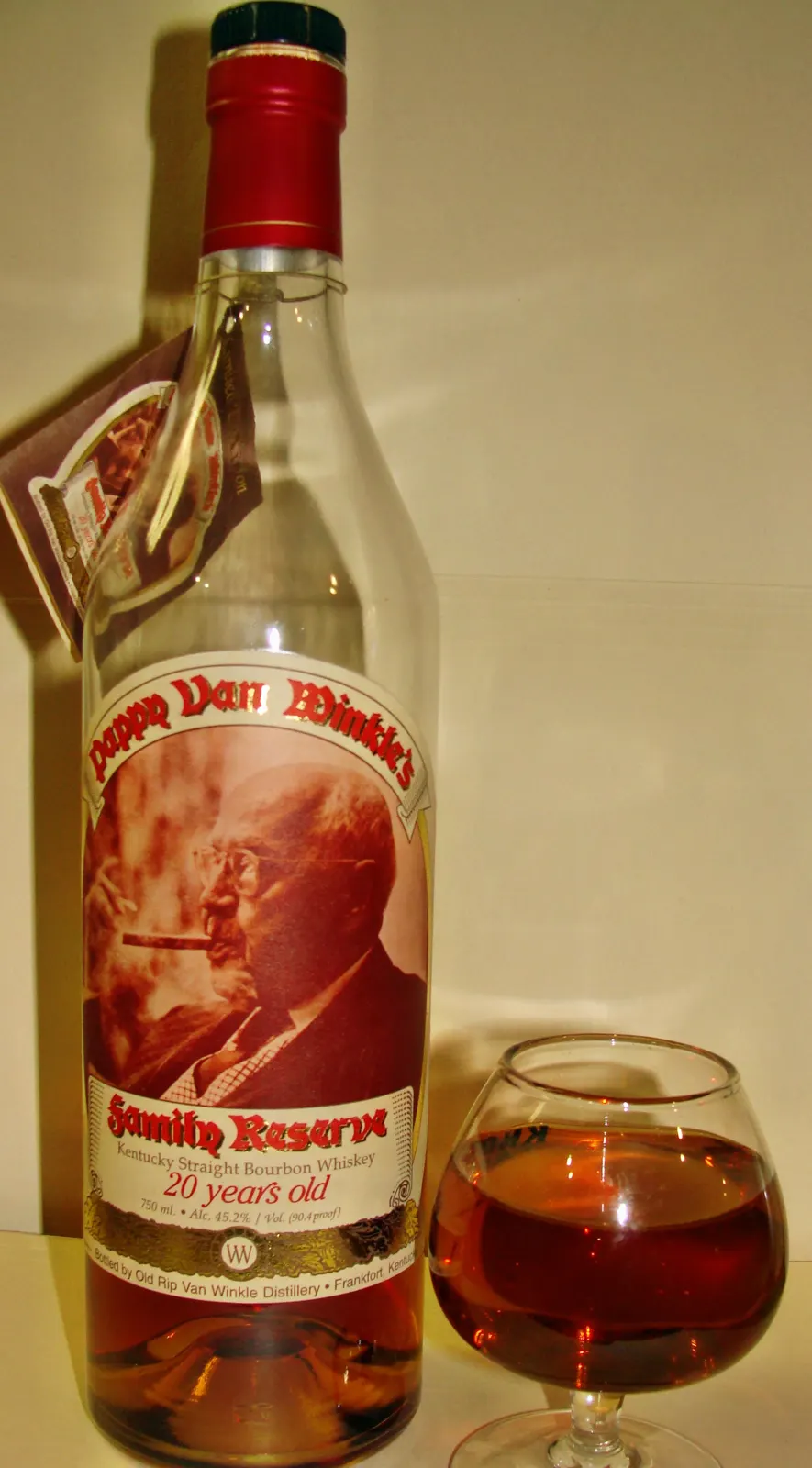 A bottle of Pappy Van Winkle's Family Reserve bourbon
