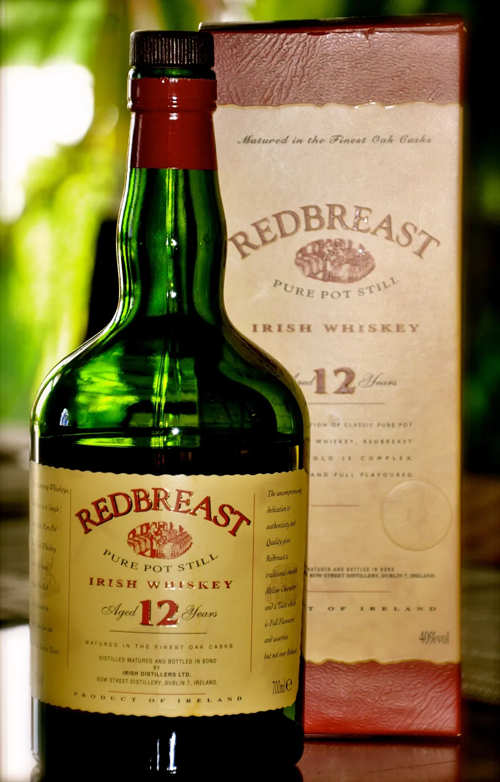A bottle of Redbreast 12 Year Old single pot still Irish whiskey