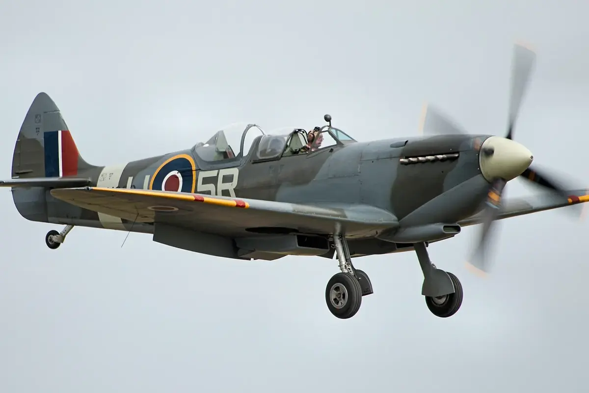 A Supermarine Spitfire flying at an airshow